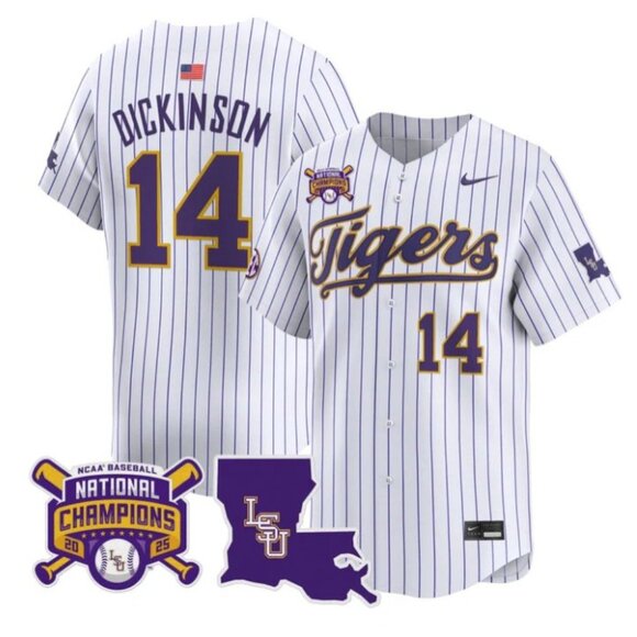 Mens Youths Kids Womens Daniel Dickinson LSU Tigers 2025 CH Stitched Jersey Whit